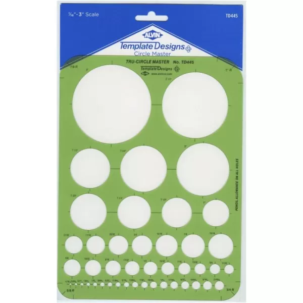 ALVIN TD1201 Large Circles Guide Template Drawing and Drafting Tool for Artists Architects Design and Drafting 15quot to 35quot ScaleCircle Master Template