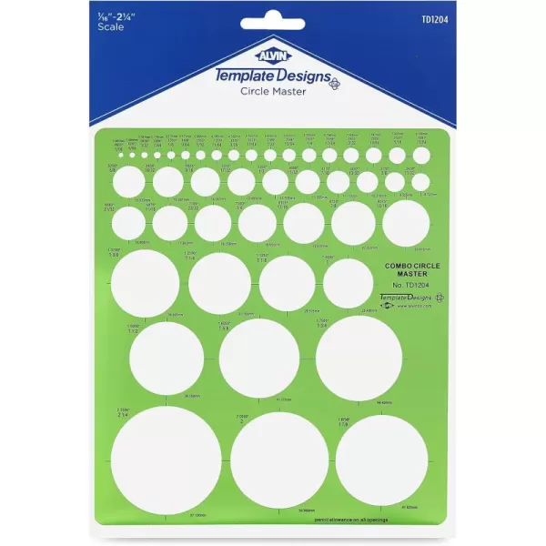 ALVIN TD1201 Large Circles Guide Template Drawing and Drafting Tool for Artists Architects Design and Drafting 15quot to 35quot ScaleCombo Circle Master Template