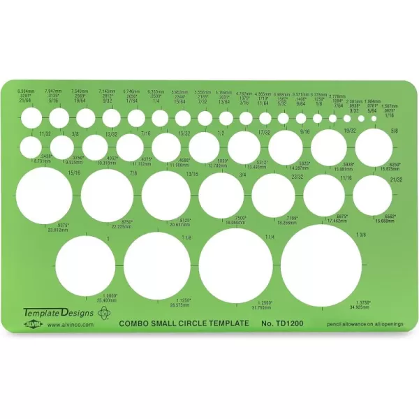 ALVIN TD1201 Large Circles Guide Template Drawing and Drafting Tool for Artists Architects Design and Drafting 15quot to 35quot ScaleCombo Small Circle Template