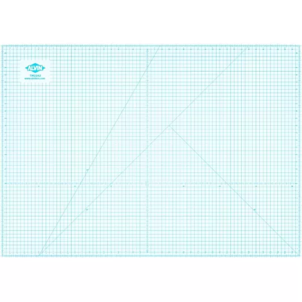 ALVIN TM Translucent Cutting Mat 18 x 24 inch  3mm Layer with Grid on 1 Side  Light Box Compatible  Model TM2224Black
