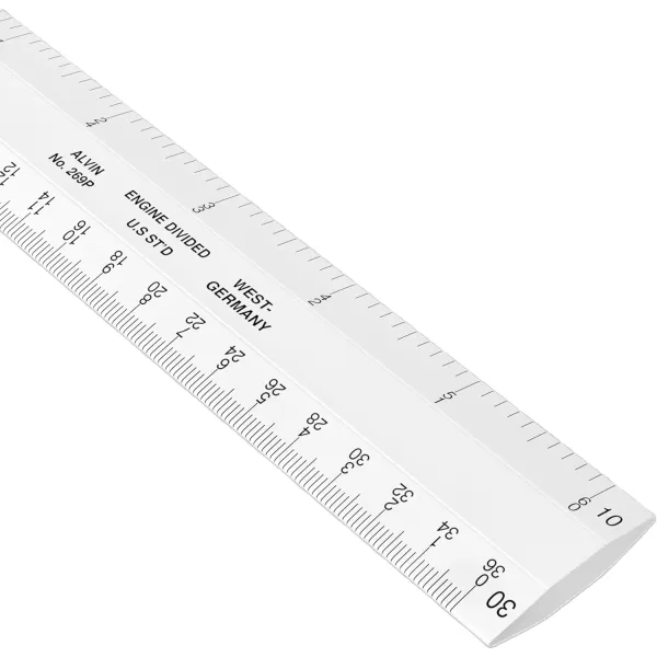 imageALVIN 261P Flat Engineer Scale Multipurpose Drafting Ruler for Drawing Planning and Design High Impact Plastic  12 Inches269P