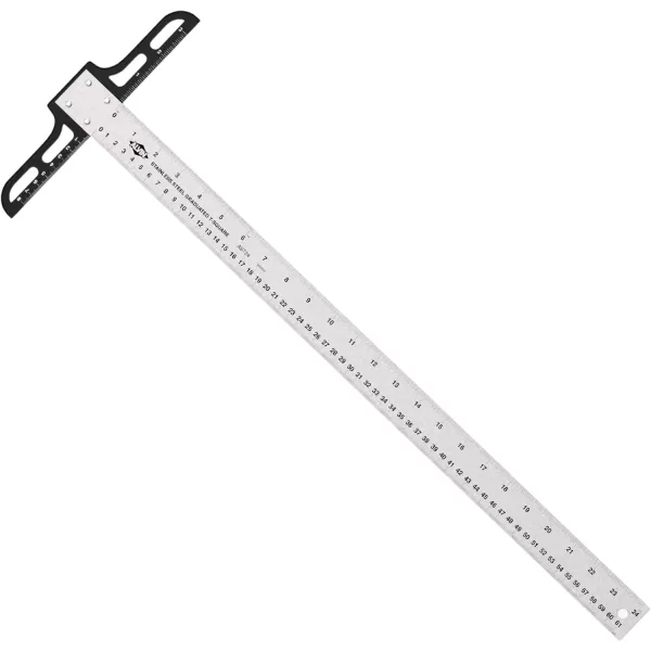 imageALVIN SST24 Stainless Steel Professional Graduated TSquare Drawing and Design Tool Great for Carpentry Drafting Architecture Engineering and Art  24 Inch24