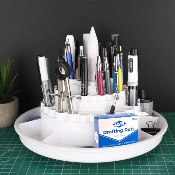 imageALVIN SpinOTray 98932 Rotating Desktop Receptacle Art Drafting and Design Storage Tool Great for Students Hobbyists and Professionals Alike  BlackWhite