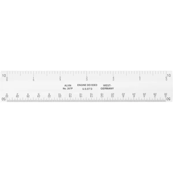 imageALVIN 261P Flat Engineer Scale Multipurpose Drafting Ruler for Drawing Planning and Design High Impact Plastic  12 Inches267P