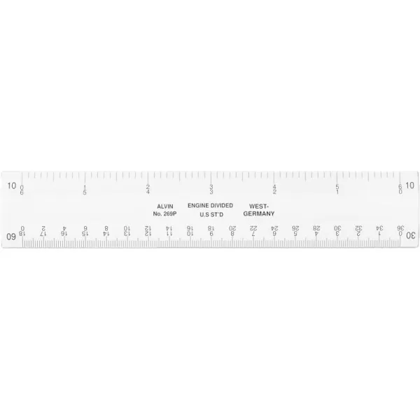 imageALVIN 261P Flat Engineer Scale Multipurpose Drafting Ruler for Drawing Planning and Design High Impact Plastic  12 Inches269P