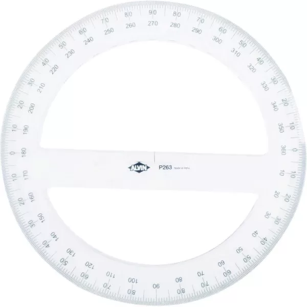 imageALVIN P263 8quot Circular Protractor 360Degree DieStamped Graduations School or Drafting Use