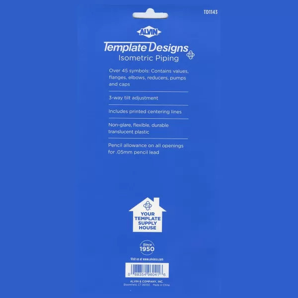 imageALVIN TD1515 ElecricElectronic Template Design Tool for Students and Professionals Size 525quot x 825quot x 03quotIsometric Piping Template