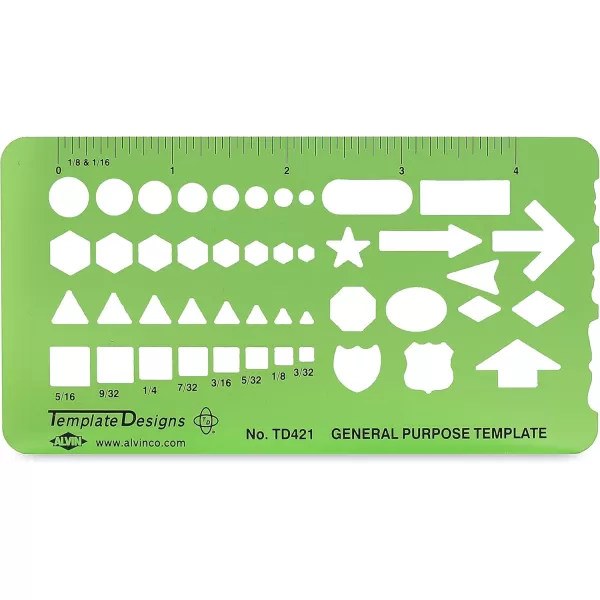 imageALVIN TD422 General Purpose Drawing Drafting Template General Ruling Templates for Curves and Odd Shapes  4 78quot x 6 18quotGeneral Purpose Pocket Template