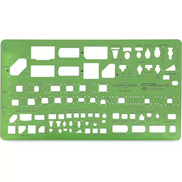 imageALVIN TD5361 Landscape Design Template Drawing and Drafting Tool for Artists Architects Design and Drafting 18 Inches ScalePlumbing Fixtures Template