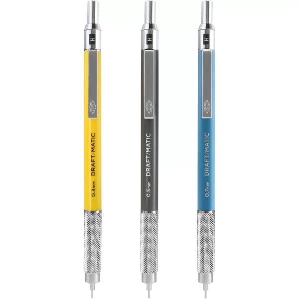imageAlvin DraftMatic Mechanical Pencil 3 Pack Stainless Steel Drawing and Design Tools Great for Drafting Architecture Engineering and Art  Includes 03mm 05mm and 07mm