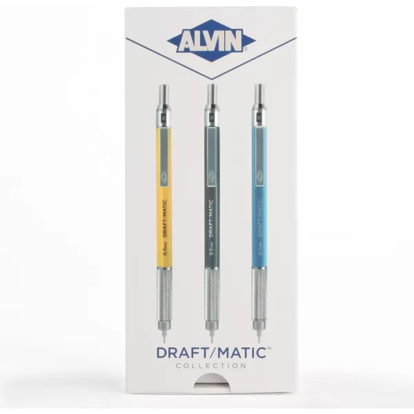 imageAlvin DraftMatic Mechanical Pencil 3 Pack Stainless Steel Drawing and Design Tools Great for Drafting Architecture Engineering and Art  Includes 03mm 05mm and 07mm