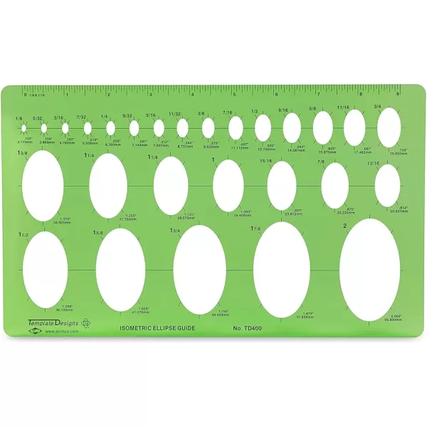 imageAlvin TD400 Isometric Ellipse Guide Template 6125quot x 10quot x 030quot