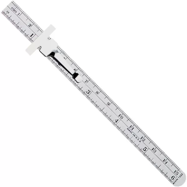 imageALVIN Stainless Steel English Pocket Rule 6quot Model 1532 Small Pocket Ruler and Depth Gauge with Metal Pocket Clip Tool for Home Improvement 6 Inch Ruler1533