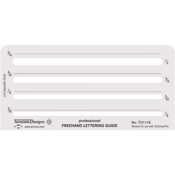 imageALVIN TD1119 Lettering Aid Template with 4 Size OptionsLettering Aid Template