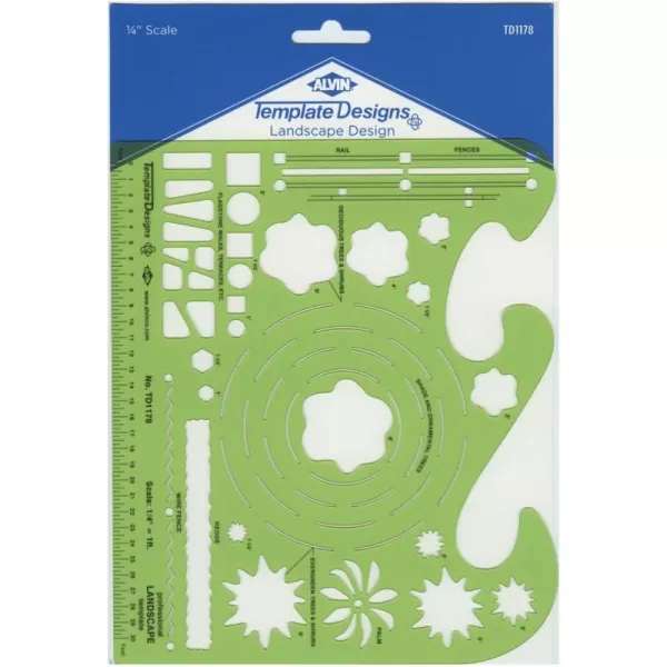 imageALVIN TD5361 Landscape Design Template Drawing and Drafting Tool for Artists Architects Design and Drafting 18 Inches ScaleLandscape Template