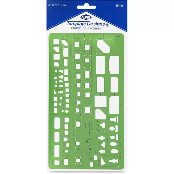 imageALVIN TD5361 Landscape Design Template Drawing and Drafting Tool for Artists Architects Design and Drafting 18 Inches ScalePlumbing Fixtures Template