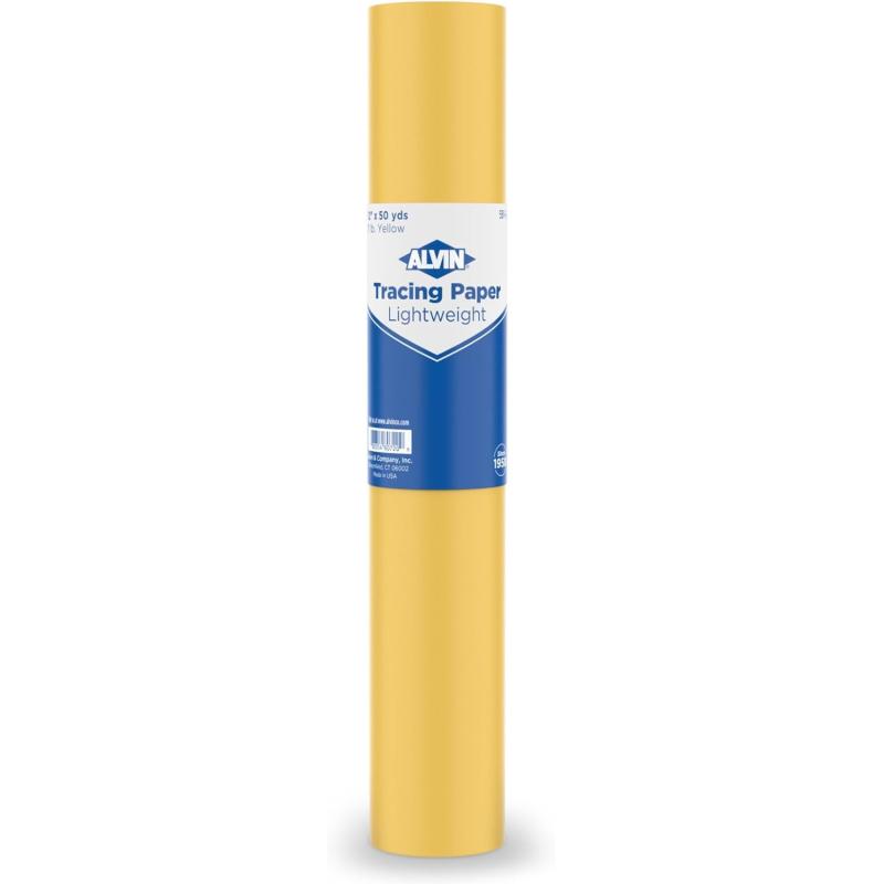 imageALVIN 55WB Lightweight Tracing Paper Roll White Suitable with Ink Charcoal Felt Tip Pen for Sketching or Detailing  14 Inches 20 Yards 1inch CoreYellow  50 Yards