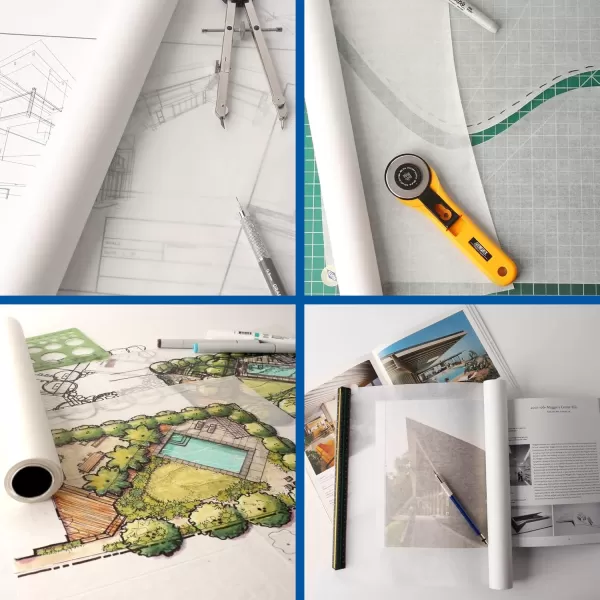 imageALVIN 55WB Lightweight Tracing Paper Roll White Suitable with Ink Charcoal Felt Tip Pen for Sketching or Detailing  14 Inches 20 Yards 1inch CoreWhite  50 Yards