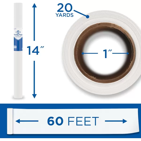 imageALVIN 55WB Lightweight Tracing Paper Roll White Suitable with Ink Charcoal Felt Tip Pen for Sketching or Detailing  14 Inches 20 Yards 1inch CoreWhite  20 Yards