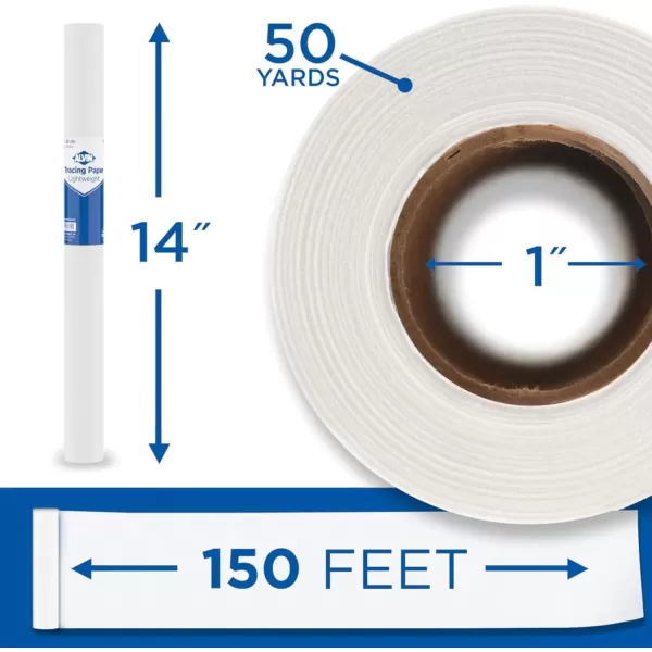 imageALVIN 55WB Lightweight Tracing Paper Roll White Suitable with Ink Charcoal Felt Tip Pen for Sketching or Detailing  14 Inches 20 Yards 1inch CoreWhite  50 Yards