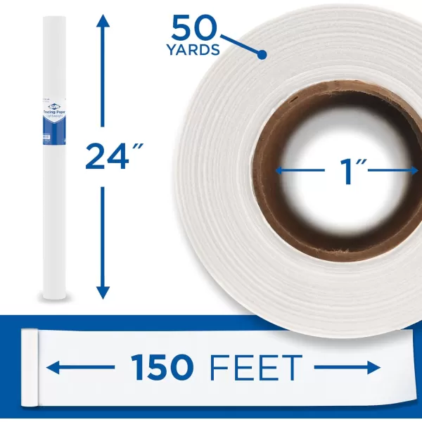imageALVIN 55WB Lightweight Tracing Paper Roll White Suitable with Ink Charcoal Felt Tip Pen for Sketching or Detailing  14 Inches 20 Yards 1inch CoreWhite  50 Yards