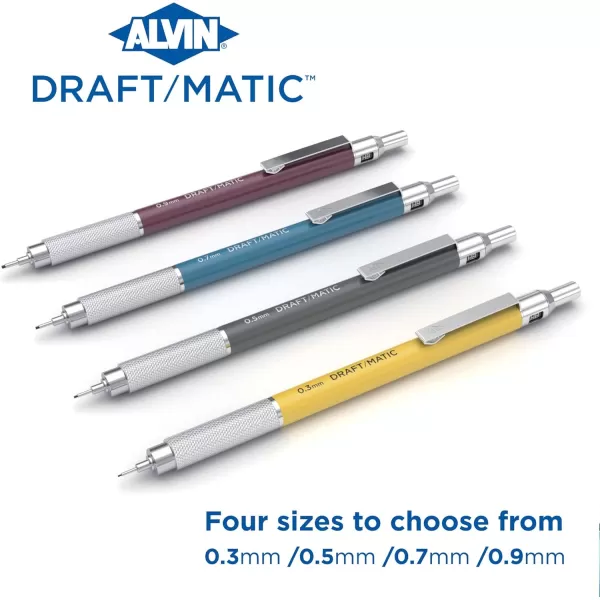 imageALVIN DM03 DraftMatic Mechanical Pencil 03mm Stainless Steel Drawing and Design Tool for Students and Professionals Great for Drafting Architecture Engineering and Art07 mm