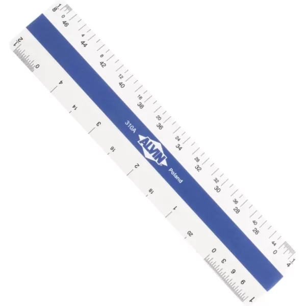 imageALVIN Flat Pocket Engineer Scale Ruler Model 311E White Plastic  6quot inchesArchitect
