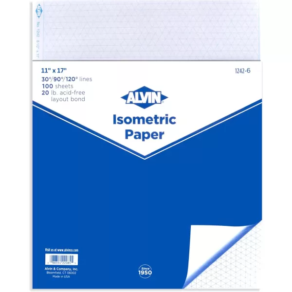 imageALVIN Isometric Paper Pad 30 Sheets of 8 12quot x 11quot Model 12421 Drafting and Graph Paper 20 Pound AcidFree11 x 17