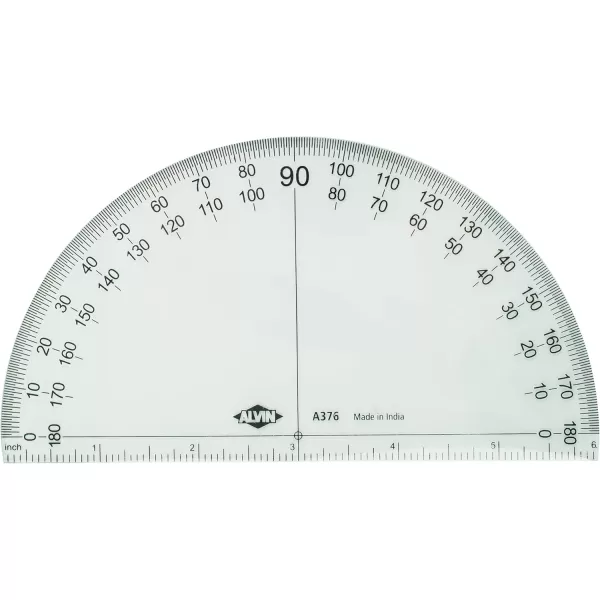 imageALVIN Transparent Semicircular Math Protractor 180 Degrees Multipurpose Tool for Drafting Design and Architecture Great for Students and Professionals  6 Inches