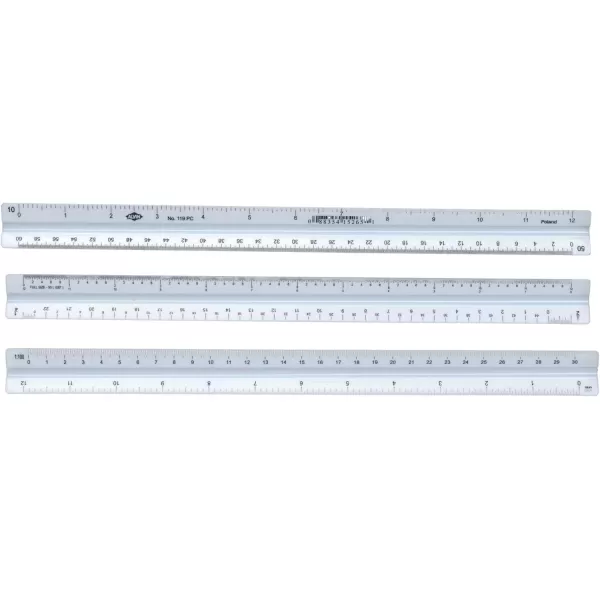imageAlvin Combination Triangular Scale Metric and English Measurements White Drafting Architecture and Drawing Ruler  12 Inches