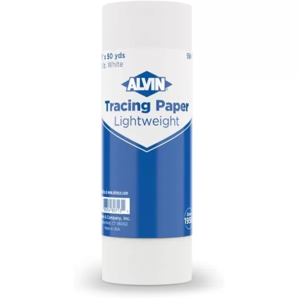 imageALVIN 55WB Lightweight Tracing Paper Roll White Suitable with Ink Charcoal Felt Tip Pen for Sketching or Detailing  14 Inches 20 Yards 1inch CoreWhite  50 Yards