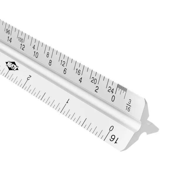 imageALVIN Aluminum Architect Triangular Scale Model 2200M1 Ruler for Drafting and Drawing Great for Students and Professionals Architects and Drafters Anodized Aluminum  12 InchesArchitect