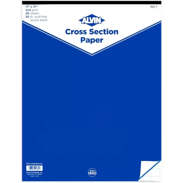imageALVIN Cross Section Graph Paper Pad 85quot x 11quot Model 14222 Smooth AcidFree Paper for Drafting and Architecture 4 x 4 Inches Grid  50Sheet 85 x 11 Inches11 x 17
