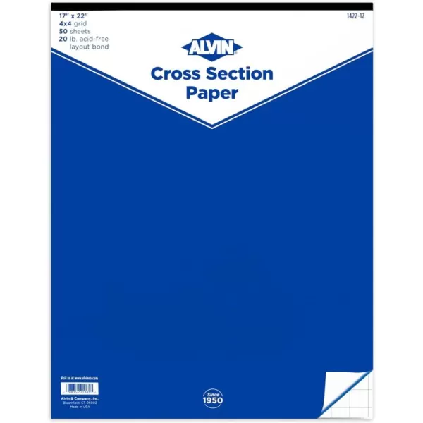 imageALVIN Cross Section Graph Paper Pad 85quot x 11quot Model 14222 Smooth AcidFree Paper for Drafting and Architecture 4 x 4 Inches Grid  50Sheet 85 x 11 Inches17 x 22