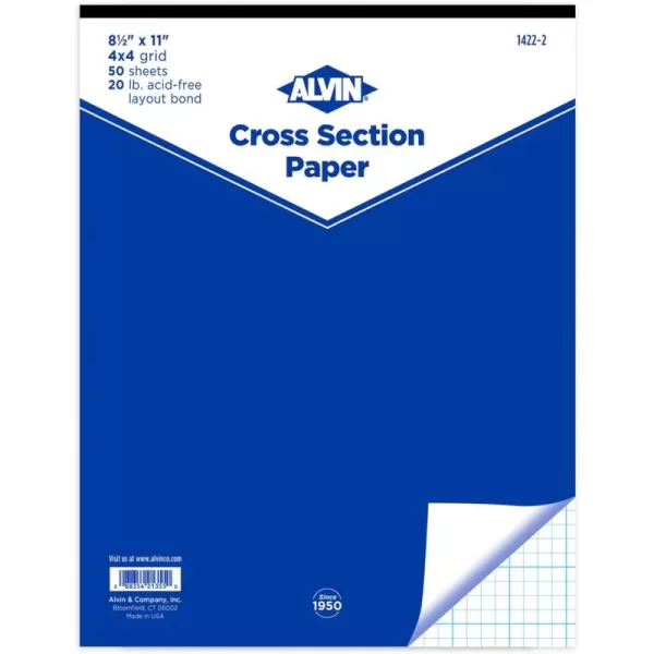 imageALVIN Cross Section Graph Paper Pad 85quot x 11quot Model 14222 Smooth AcidFree Paper for Drafting and Architecture 4 x 4 Inches Grid  50Sheet 85 x 11 Inches85 x 11