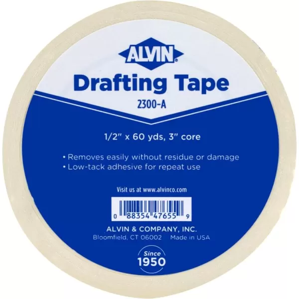 imageALVIN Drafting Tape 12quot x60 Yards Drafting Tape Model 2300A Gentle Masking Tape for Painting Drafting Architecture Watercolors and Home Projects  60 Yards60 Yards