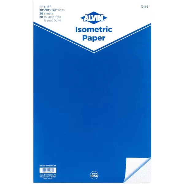 imageALVIN Isometric Paper Pad 30 Sheets of 8 12quot x 11quot Model 12421 Drafting and Graph Paper 20 Pound AcidFree11 x 17