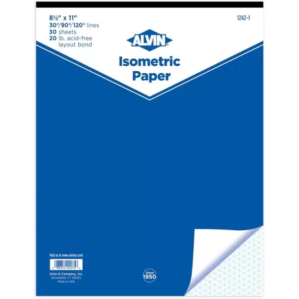 imageALVIN Isometric Paper Pad 30 Sheets of 8 12quot x 11quot Model 12421 Drafting and Graph Paper 20 Pound AcidFree85 x 11