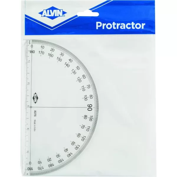 imageALVIN Transparent Semicircular Math Protractor 180 Degrees Multipurpose Tool for Drafting Design and Architecture Great for Students and Professionals  6 Inches
