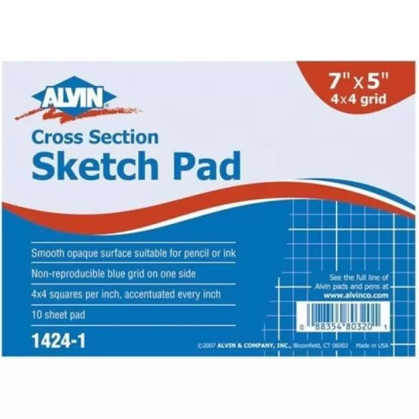 imageAlvin Cross Section Sketch Pad Smooth Surface Use with Pencil or Ink 4quot x 4quot Grid  10 Sheet Pad 7quot x 5quot