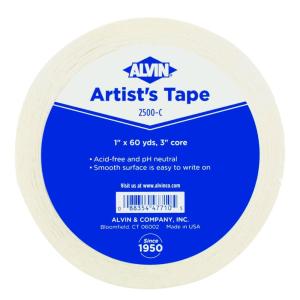 imageALVIN Artist Tape 1quot Inch 60 Yards Model 2500C for DIY Water Color Drafting Labeling Marking Framing Design AcidFree Low Tack White Pro Art Tape for Paper Canvas 60 Yards Roll