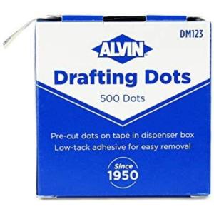 imageALVIN Drafting Dots Model DM123 Low Tack Adhesive Ideal for Drafting Tracing Drawing and Household Use Easy Removal with No Residue  500 Dots 78inch Diameter1 Pack