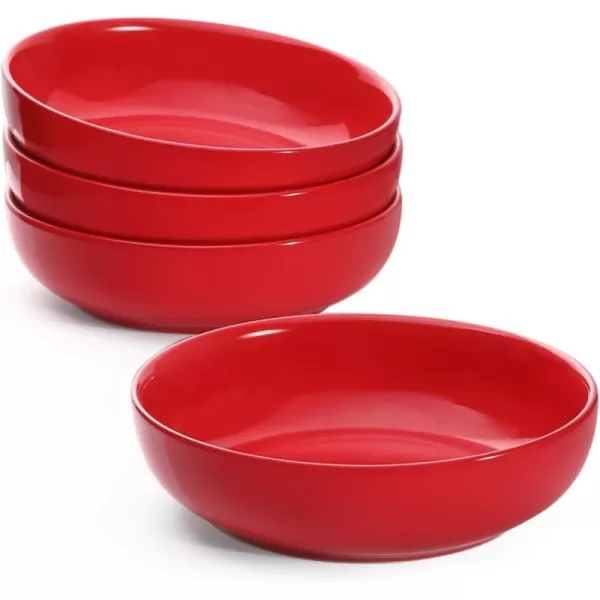 imageLE TAUCI Pasta Bowls 45 OZ Large Bowls for Serving Salad Soup Pasta Noodle Dinner Kitchen Bowl Plates Microwave Safe  85 Inch Set of 4 RedRed