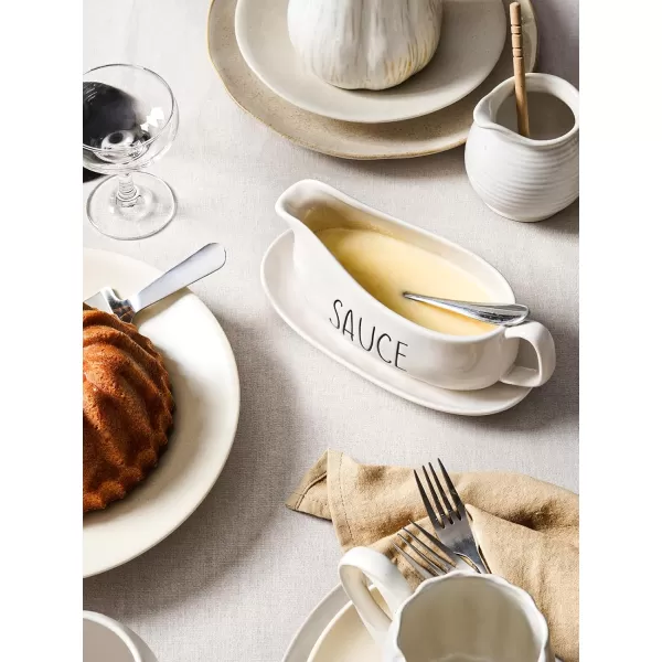 imageLE TAUCI 17oz Gravy Boat with Saucer Stand Set of 2 Ceramic Sauce Boat with Tray for Salad Dressings Creamer Broth Black Pepper WhiteOyster White