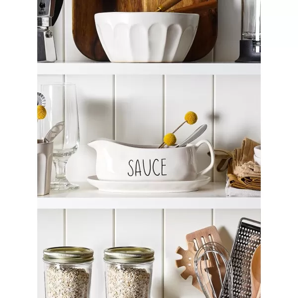 imageLE TAUCI 17oz Gravy Boat with Saucer Stand Set of 2 Ceramic Sauce Boat with Tray for Salad Dressings Creamer Broth Black Pepper WhiteOyster White