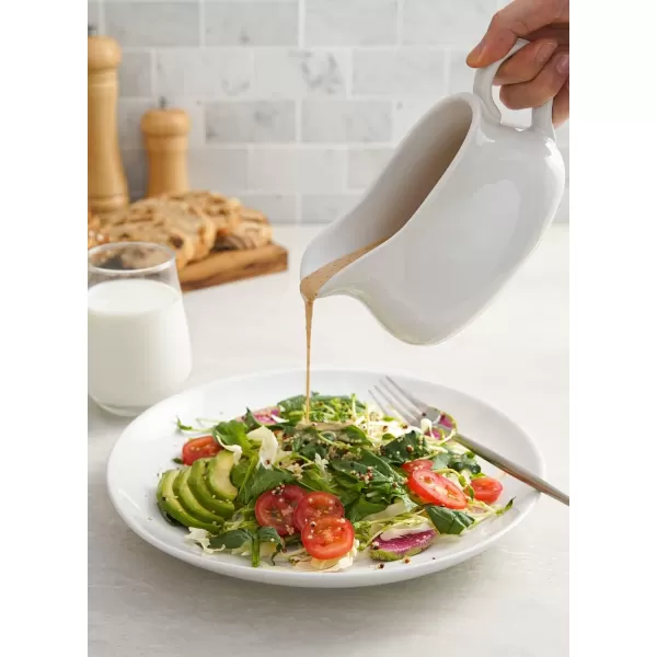 imageLE TAUCI 17oz Gravy Boat with Saucer Stand Set of 2 Ceramic Sauce Boat with Tray for Salad Dressings Creamer Broth Black Pepper WhiteWhite