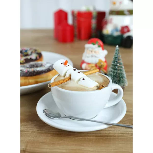 imageLE TAUCI 3 oz Espresso Cups with Saucers Demitasse Coffee Cup for Shot Lungo Ristretto  3 inch Set of 4 WhiteWhite