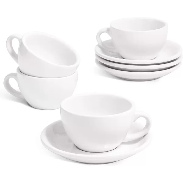 imageLE TAUCI 3 oz Espresso Cups with Saucers Demitasse Coffee Cup for Shot Lungo Ristretto  3 inch Set of 4 WhiteWhite