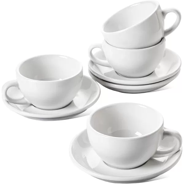 imageLE TAUCI 3 oz Espresso Cups with Saucers Demitasse Coffee Cup for Shot Lungo Ristretto  3 inch Set of 4 WhiteWhite