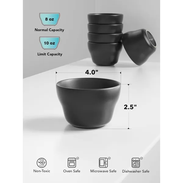 imageLE TAUCI Bouillon Cups 8 Ounce Ice Cream Bowls Small Bowls for Dessert Soup Chili Dipping Sauce Coffee Cupping  Set of 6 WhiteBlack